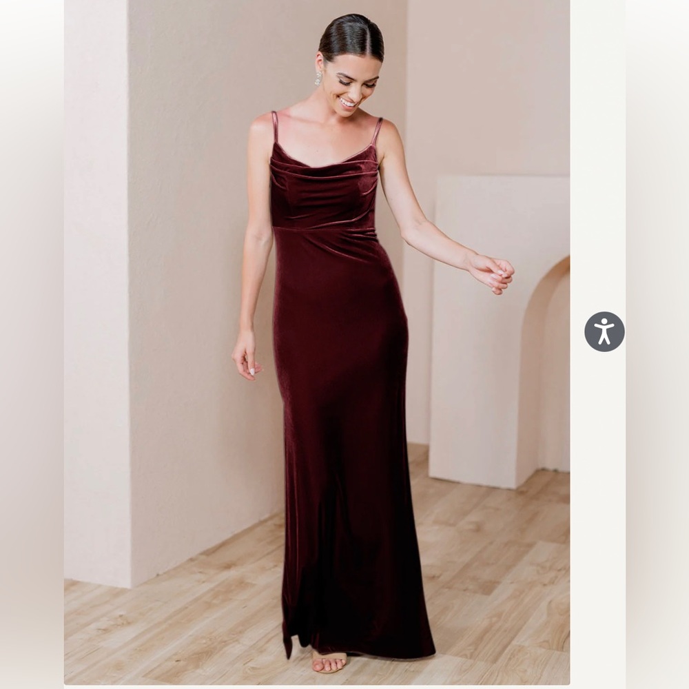 Revelry Burgundy Velvet Cowl Neck Slip Gown